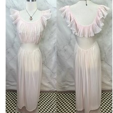 Vestido de noite vintage anos 40 e 50 32 P rosa vaidade justo chiffon babado tricot comprar usado  Enviando para Brazil