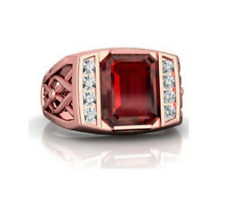 Anel masculino AAAA granada natural 8x10mm ouro rosa 18k Dia dos Namorados SR28 comprar usado  Enviando para Brazil