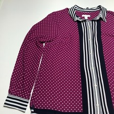 Camisa Charter Club Feminina Tamanho P Rosa Branca Bolinhas Blusa Gola Listrada Punho comprar usado  Enviando para Brazil