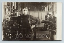 Trabalhador na loja, equipamento, avental de trabalho, cartão postal RPPC, expressão de intenção, usado comprar usado  Enviando para Brazil