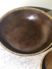 Usado, Conjunto vintage de 3 tigelas de madeira borda tecida de vime  comprar usado  Enviando para Brazil