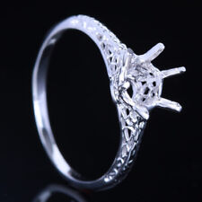 Prata Esterlina 925 Redondo 5.25-6.25mm Corte Solitaire Semi Mount Anel de ajuste fino, usado comprar usado  Enviando para Brazil