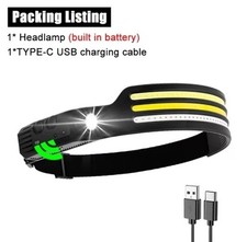Cob Led Sensor Farol USB Recarregável Multifuncional Cabeça Tocha Presente comprar usado  Enviando para Brazil