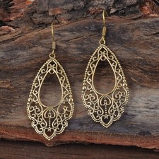 Brinco étnico medalhão boho chique marroquino filigrana lágrima presente dia das mães comprar usado  Enviando para Brazil