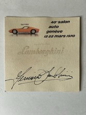 Autógrafo promocional Ferruccio Lamborghini assinado 1970 Geneva Motor Show Miura P400, usado comprar usado  Enviando para Brazil