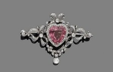 Broche design nó arco prata 935 turmalina coração rosa 8,10TCW comprar usado  Enviando para Brazil