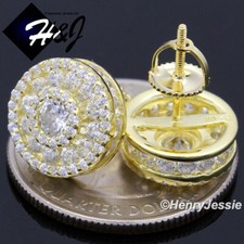 BRINCO REDONDO BANHADO A OURO PRATA ESTERLINA 925 12 MM ZIRCÔNIA CÚBICA GELADA*GE154 comprar usado  Enviando para Brazil