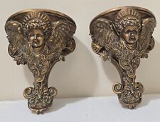 Vintage década de 1940 2 peças Hollywood Regency esculpida madeira dourada querubim parede display/rack  comprar usado  Enviando para Brazil