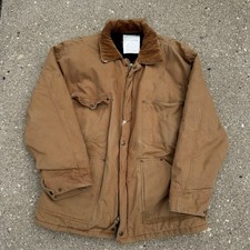 Jaqueta de trabalho vintage Old Mill masculina de lona com zíper completo bronzeada tamanho G forrada, usado comprar usado  Enviando para Brazil