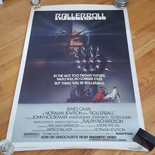 Vintage 1975 "Rollerball" Pôster de Filme ROLADO Estoque Pesado NSS Vídeo Magnético! comprar usado  Enviando para Brazil