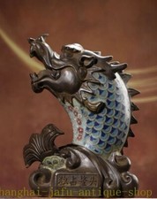 Estátua de bronze 10" antiga porcelana cloisonne sorte animal aruana “独占鳌头”, usado comprar usado  Enviando para Brazil