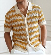 Camisas masculinas casuais de malha de manga curta com botões camisas de praia de verão comprar usado  Enviando para Brazil