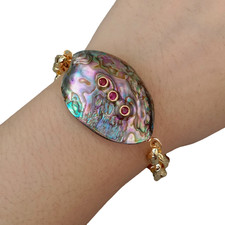 Pulseira Berloque Corrente Natural Abalone Concha Fúcsia Cz Feita à Mão Festa de Menina comprar usado  Enviando para Brazil