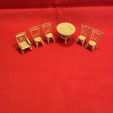 Juego de 6 mesas y sillas vintage asiáticas de bambú para casa de muñecas escala 1:24 segunda mano  Embacar hacia Mexico