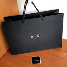 shopping bag ARMANI EXCHANGE busta carta shopper bustina regali acquisti AX nera comprar usado  Enviando para Brazil