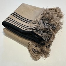 Antigo Cobertor Ralph Lauren Linho Pesado Listrado Azul Bege Franja Itália comprar usado  Enviando para Brazil