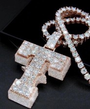 Pingente de letra inicial personalizado diamante simulado 7 quilates folheado a ouro 14k prata comprar usado  Enviando para Brazil