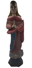 Escultura folclórica vintage esculpida à mão em madeira Madonna Mãe Maria Jesus ZPS, usado comprar usado  Enviando para Brazil