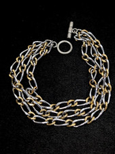 Bracelete de corrente cubano fígaro freio triplo dois tons retrô clássico costeiro 8 polegadas comprar usado  Enviando para Brazil