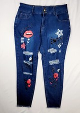 Jeans Shein Stretch Distress Crop Denim Feminino Tamanho 2XL comprar usado  Enviando para Brazil