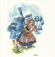 1 Lunch Papier Serviette Napkin (D8-28 RM) Holländisches Mädchen mit Windmühle comprar usado  Enviando para Brazil