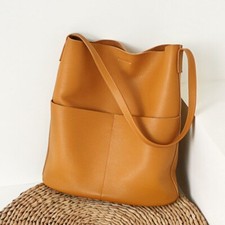Usado, Bolsa tote de couro de vaca de carvalho | Bolsa balde feminina artesanal de couro macio | Mínima comprar usado  Enviando para Brazil