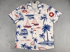Camisa Romwe Adulto Extra Grande Branca Palm Boat Bóia Poli Blend Botão Havaiano comprar usado  Enviando para Brazil