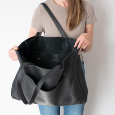 Bolsa tote GRANDE feita à mão, bolsa de compras PRETA OVERSIZE, bolsa de compras de couro comprar usado  Enviando para Brazil