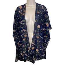 Blusa Market & Spruce média floral quimono capa morcego azul transparente S271 comprar usado  Enviando para Brazil
