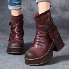 Usado, Botas femininas legais de couro com zíper biqueira redonda calçado feminino retrô tornozelo plataforma botas comprar usado  Enviando para Brazil