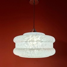 Luminária de teto grande vintage branca com pingente de vidro manchado, usado comprar usado  Enviando para Brazil