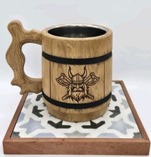 Caneca de cerveja TESLYAR 20 OZ - Caneca Viking - Tankard - Beer Stein - Madeira clara/loira** comprar usado  Enviando para Brazil