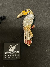 Usado, Broche lindo papagaio folheado a ouro Swan Swarovski assinado comprar usado  Enviando para Brazil