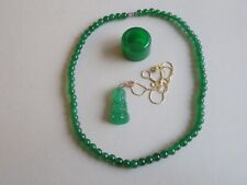 COLAR DE CONTAS DE JADE VERDE CHINÊS (TESTADO), PINGENTE DE BEBÊ BUDA E ANEL PARA POLEGAR comprar usado  Enviando para Brazil