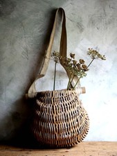 Usado, French Fishing Basket Rustic Rattan Creel Vintage Shoulder Bag with Strap comprar usado  Enviando para Brazil