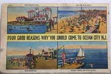 Usado, Cartão postal de pesca New Jersey NJ Ocean City Flanders hotel calçadão praia PC antigo comprar usado  Enviando para Brazil