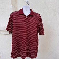 Nike Golf Maroon Czerwona Biała Koszulka polo w paski Męska Duża L Aktywna Krótki rękaw na sprzedaż  Wysyłka do Poland