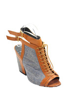 Botas de tornozelo femininas Pierre Hardy biqueira aberta azul marrom tamanho 36 6 comprar usado  Enviando para Brazil