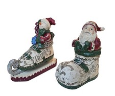 Conjunto de estatuetas de resina esculpida de Natal Papai Noel na bota e boneco de neve no sapato de skate no gelo comprar usado  Enviando para Brazil