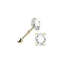 Anel de osso nariz de ouro amarelo 14K cravejado grande 3mm diamante genuíno real calibre 20 20G comprar usado  Enviando para Brazil