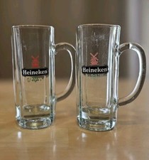 Caneca de cerveja vintage pesada Heineken 10 oz vidro 6,5" altura 2,75" largura conjunto de 2, usado comprar usado  Enviando para Brazil