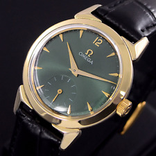 RELÓGIO MASCULINO VINTAGE OMEGA PEQUENOS SEGUNDOS TAMPA OURO CORDA MANUAL MOSTRADOR ESMERALDA comprar usado  Enviando para Brazil