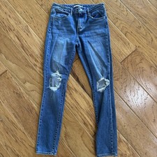 Jeans feminino Levi’s 721 28 azul cintura alta magro desgastado furos jeans comprar usado  Enviando para Brazil