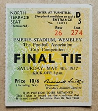 Używany, RZADKI BILET ZIELONY/ŻÓŁTY 1957 FA CUP FINAL MANCHESTER UNITED - ASTON VILLA na sprzedaż  PL