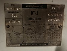 WESTINGHOUSE 45KVA TRANSFORMADOR DT-3 600 DELTA, 208Y/120V 3PH CLASSE AA comprar usado  Enviando para Brazil
