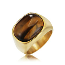 Masculino Vintage Oval De Aço Inoxidável Pedra Olho De Tigre Banda Anel Estampada Tamanho 7-13 comprar usado  Enviando para Brazil