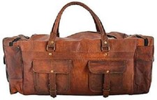 Bolso de Viaje Artesanal Genuino Alto Cuero Lona Equipaje Deportivo Gimnasio Ajustable  segunda mano  Embacar hacia Mexico
