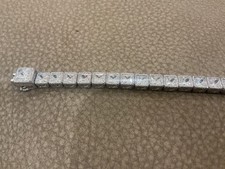 Pulseira de tênis Judith Ripka prata esterlina corte princesa quadrada CZ comprar usado  Enviando para Brazil