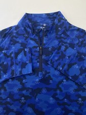 Pulôver de golfe G/Fore G4 ícone camuflagem luxo caveira e estampa T’s poliéster azul novo sem etiquetas médio comprar usado  Enviando para Brazil