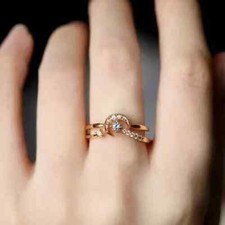 Anel feminino 2 quilates corte redondo simulado diamante fantasia estrela da lua folheado a ouro amarelo 14k comprar usado  Enviando para Brazil